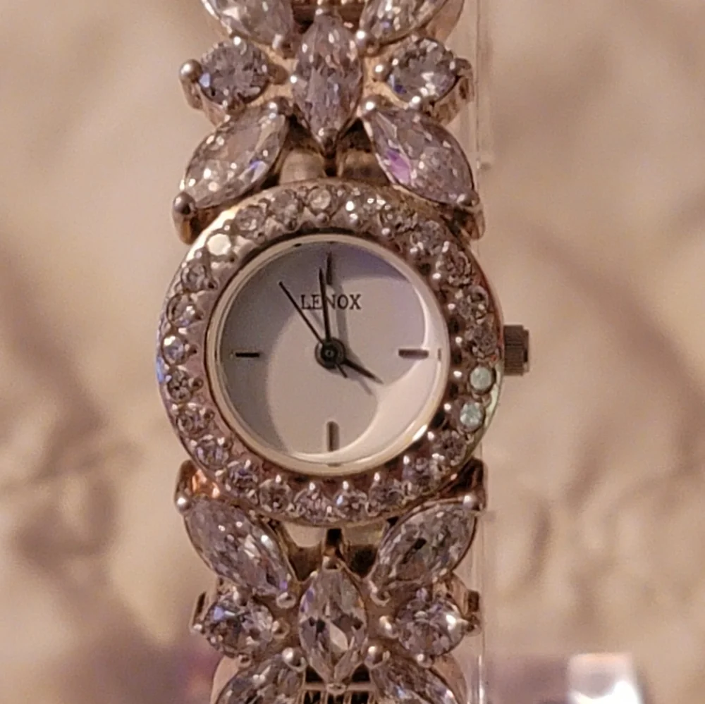 Lenox 925 Sterling Silver Stainless‎ Steel CZ Butterfly Watch Mesh Band Stunning
